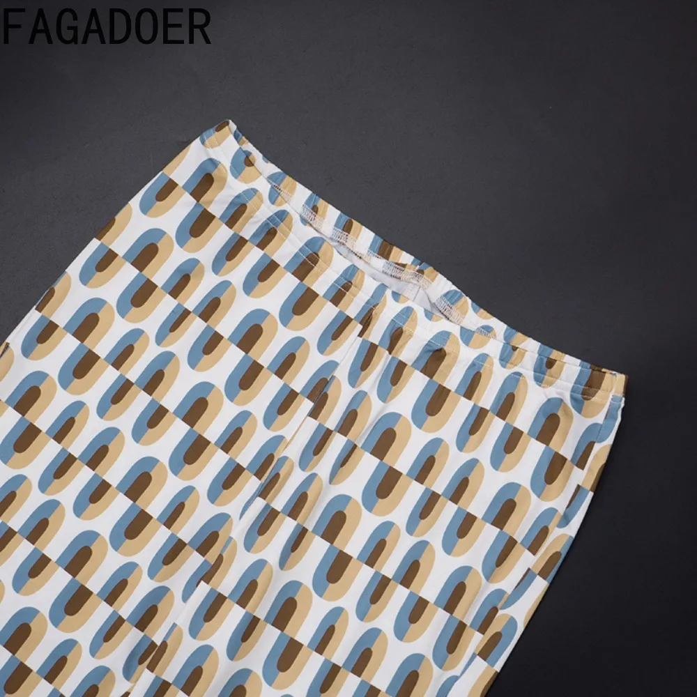 ملابس نسائية مثيرة مكونة من قطعتين من FAGADOER بدون أكتاف بدون أكمام وظهر مكشوف وسراويل مطبوعة ملونة ملابس خروج نسائية جديدة 2025 #6