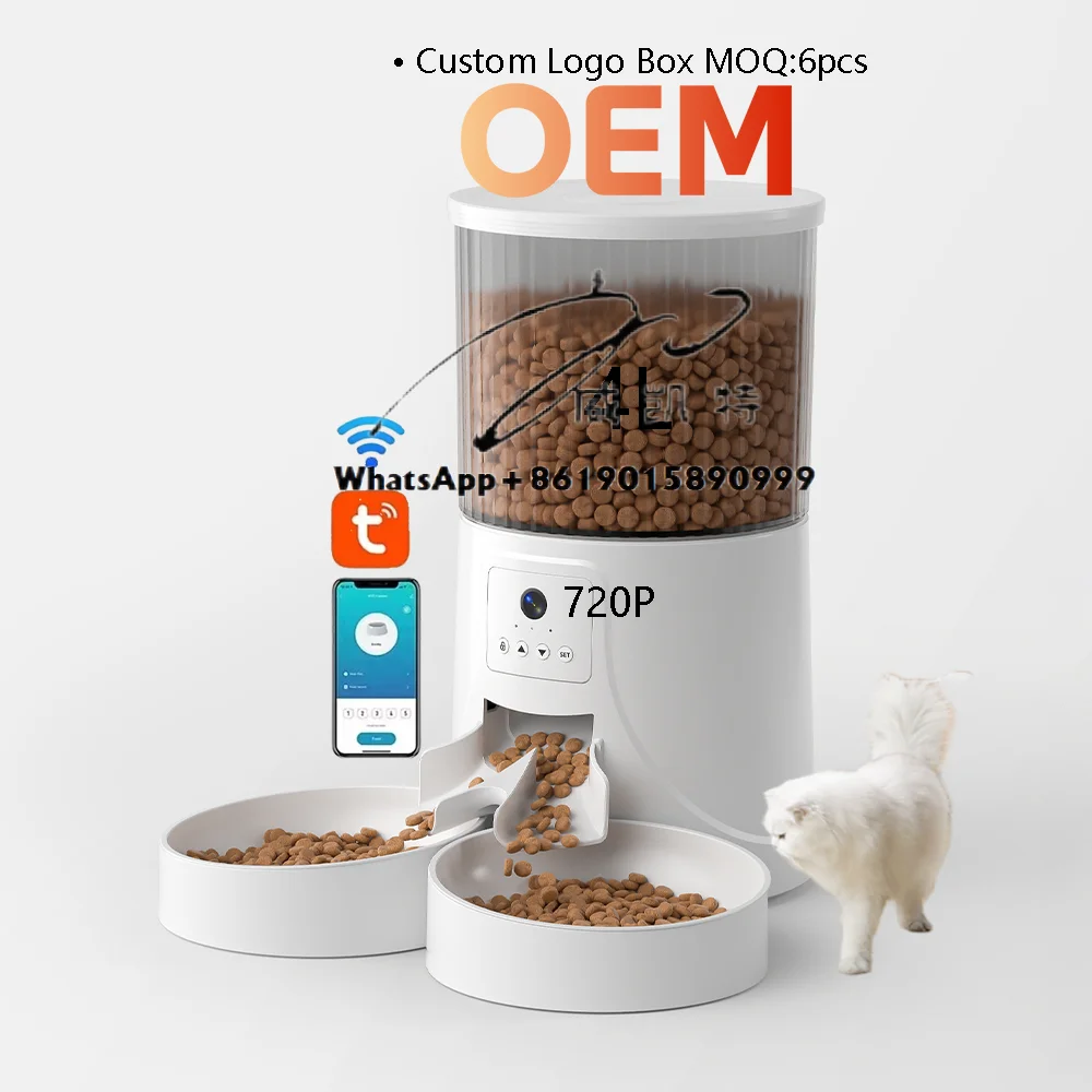

2025 Smart Pet Feeder With Camera Intelligent Timed Bowl Automatic Tuya Video Wifi App Control Dog Cat Feeder Dispens Food