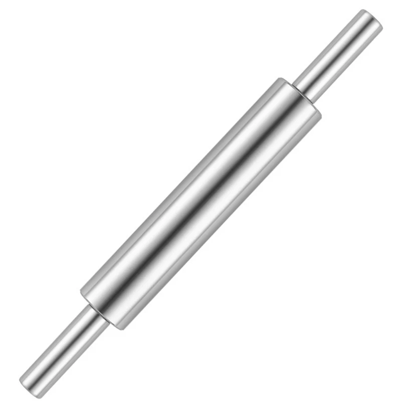 

Ergonomic Handle Stainless Steel Rolling Pin Ergonomic Handle Roller For Pastry Pizzas and Cookie Dough Flattening JOMD