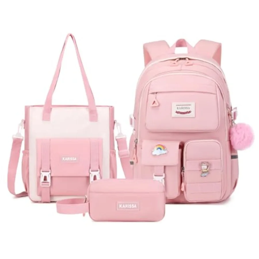 

Kawaii Girls Backpack for School with Convertible Shoulder Tote Bag Cute Teenage Multiple Pockets Backpack for Primary Elementa