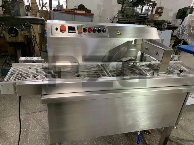 60kg Automatic Chocolate Production Line Cake Bread Biscuit Snack Food Donut Chocolate Enrobing Coating Machine