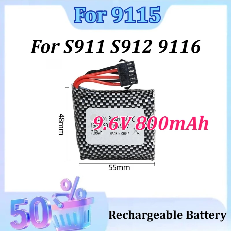 

9.6V 800mAh 20C for 9115 S911 S912 9116 RC Car RC for Monster Truck EL6P SM-6P EL-2P Parts Rechargeable Battery Li-ion Battery