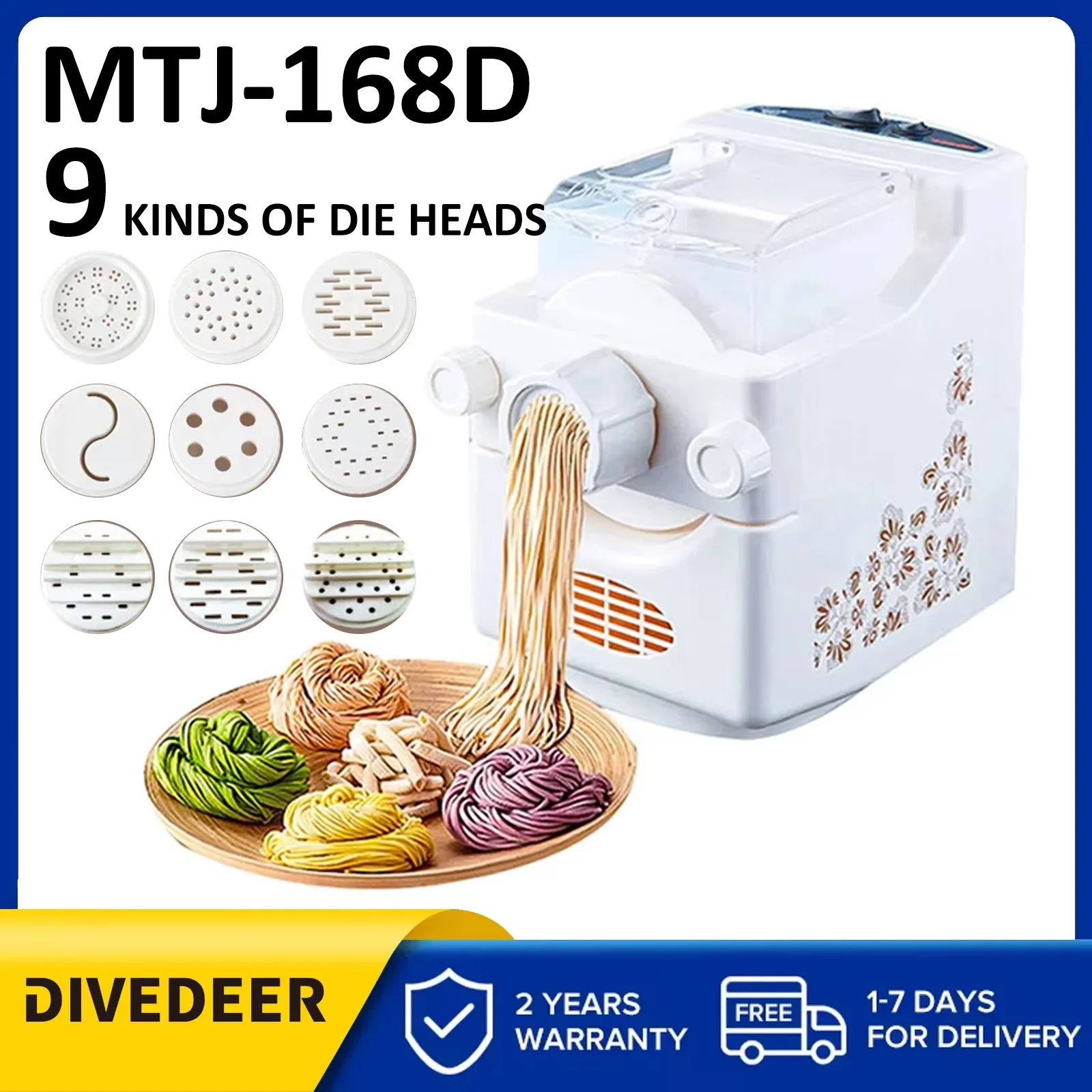DIVEDEER Elektrische Nudelmaschine für den Haushalt, 160 W, multifunktionale automatische Gemüseknödelverpackung, Nudelmaschine