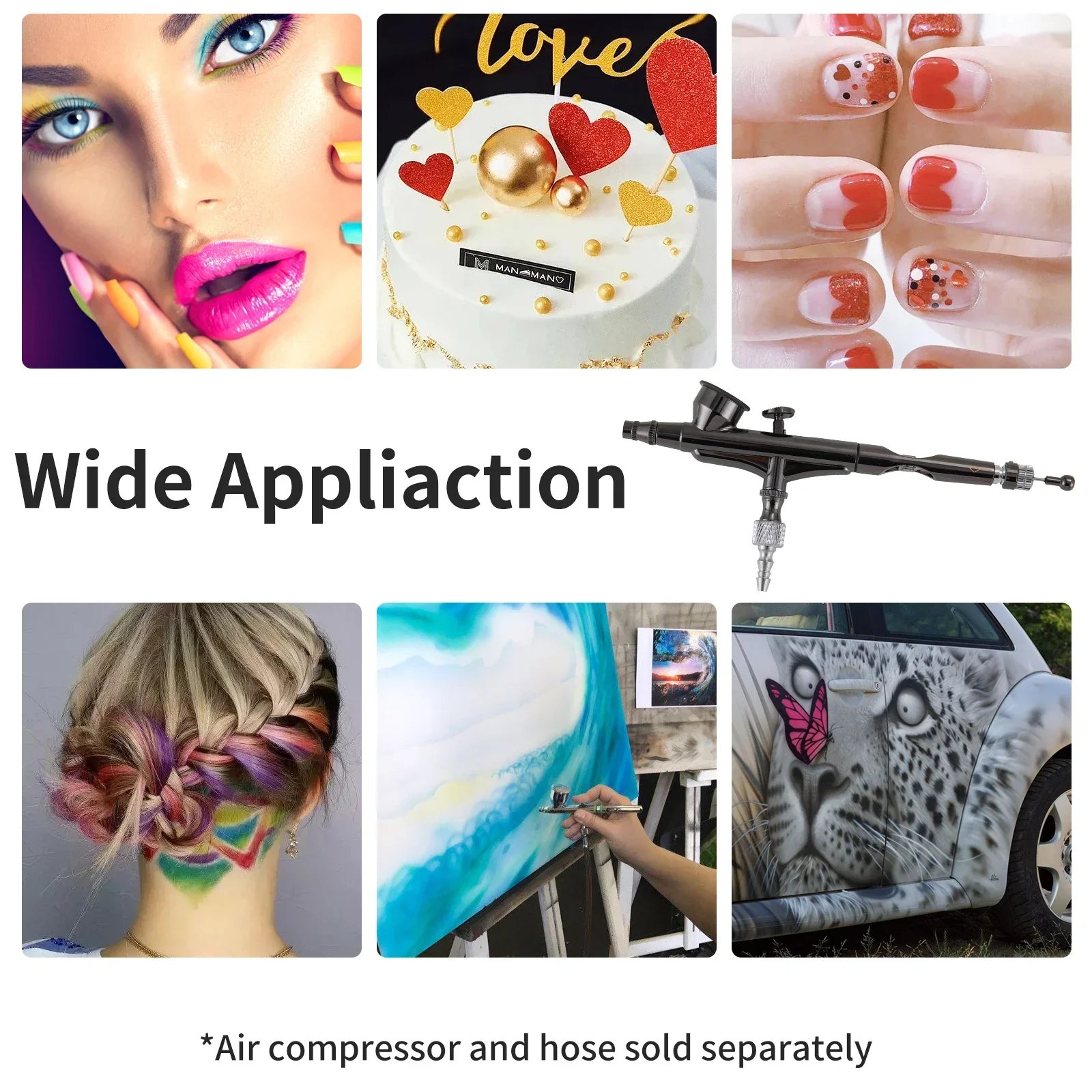 Dual Action Gravity Airbrush Gun 0.3 MM Needle Kit for Makeup Nail Art Painting Model Making Cake Decor Shoes Tattoo and Crafts