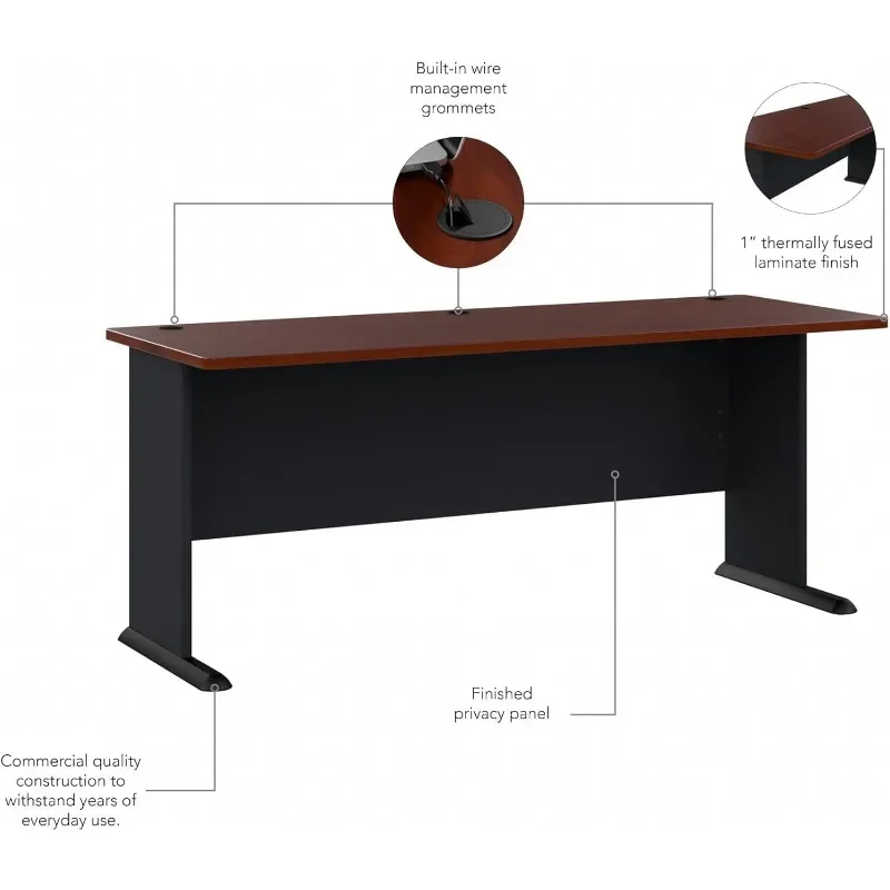 Bush Business Furniture Series Desk in Hansen Cherry e Galaxy robusto e durevole