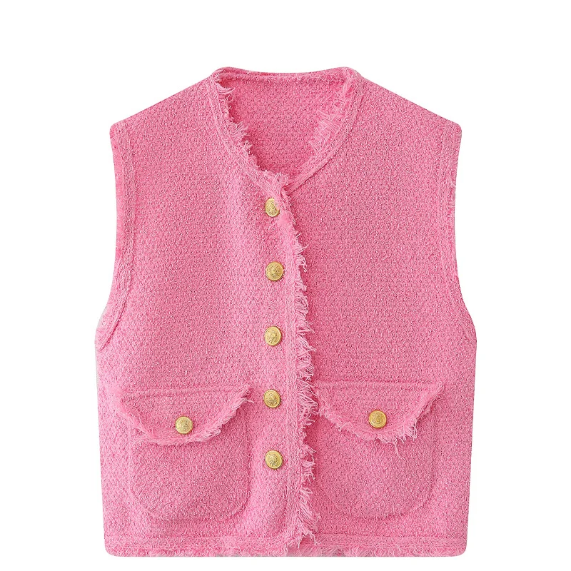 

ITOOLIN Autumn Winter Women Sleeveless Punk Style Sweater Vest Casual Knit Cardigan Vest Streetwear Sweater Vest For Women 2023