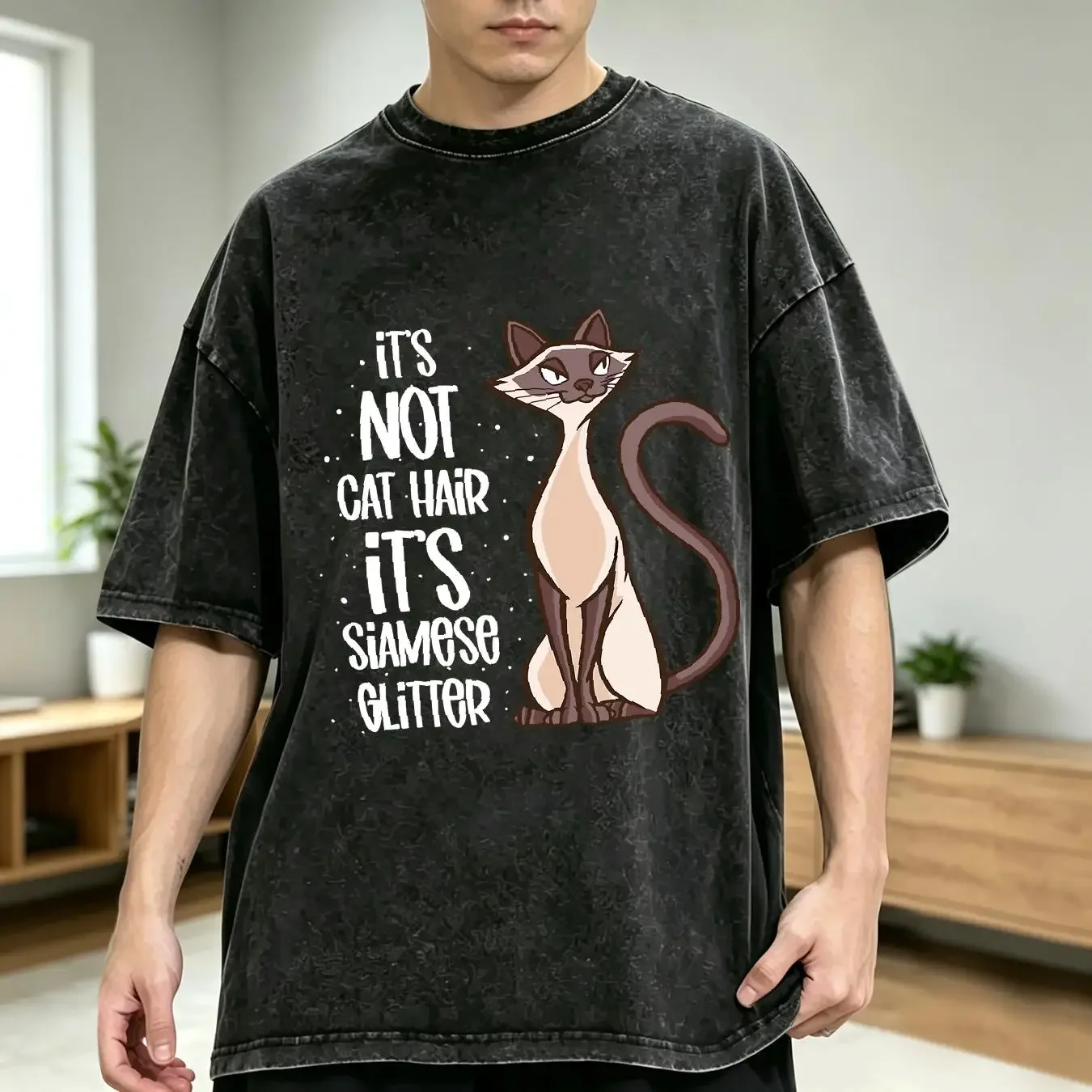 washed T Shirt NEW LIMITED It's not Cat Hair Siamese Idea S 3XL vintage Washed Top For Everyday Wear fashion Slightly Unisex