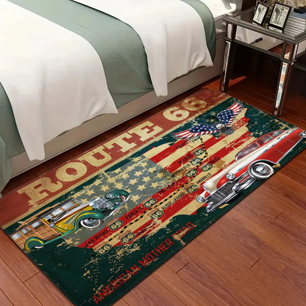 Route 66 Floor Mat Bathroom Mat Kids Room Bedroom Decoration Balcony Anti-Slip Doormat Living Room Welcome Rug