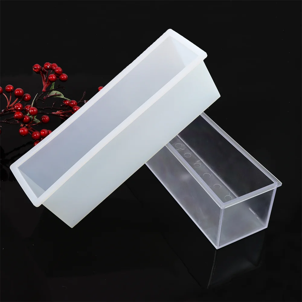 1.2l Rectangle Transparency Plastic Box Silicone Soap Mold DIY Soap Mold Flexible Rectangular Loaf Mold with Box Soaps Making