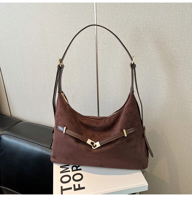 

Зимняя женская сумка через плечо большой вместимости 2025 года, сумка-тоут в стиле HOBO с регулируемым ремешком, модная сумка через плечо для работы и поездок на работу