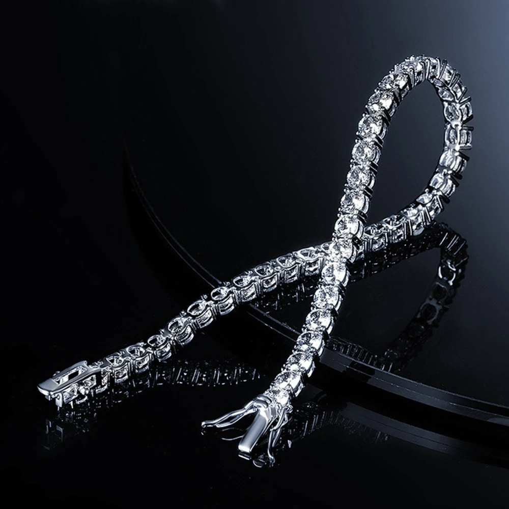 Factory Price  S925 Sterling Silver 3-5m D Color VVS1 Moissanite Diamond Tennis Bracet for Men Women with Certificate - view 4