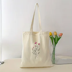 Cute Floral Print Tote Bag, Large Capacity Shoulder Bag, Women's Casual Handbag & Shopping Bag