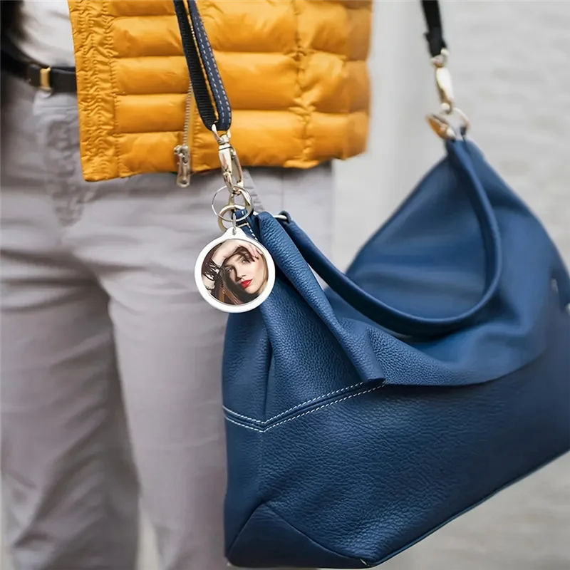 ABMH-قلادة إطار الصورة Keyrings جولة فارغة صور إدراج المفاتيح DIY بها بنفسك الحرفية إطار صور أكريليك كيرينغ حامل