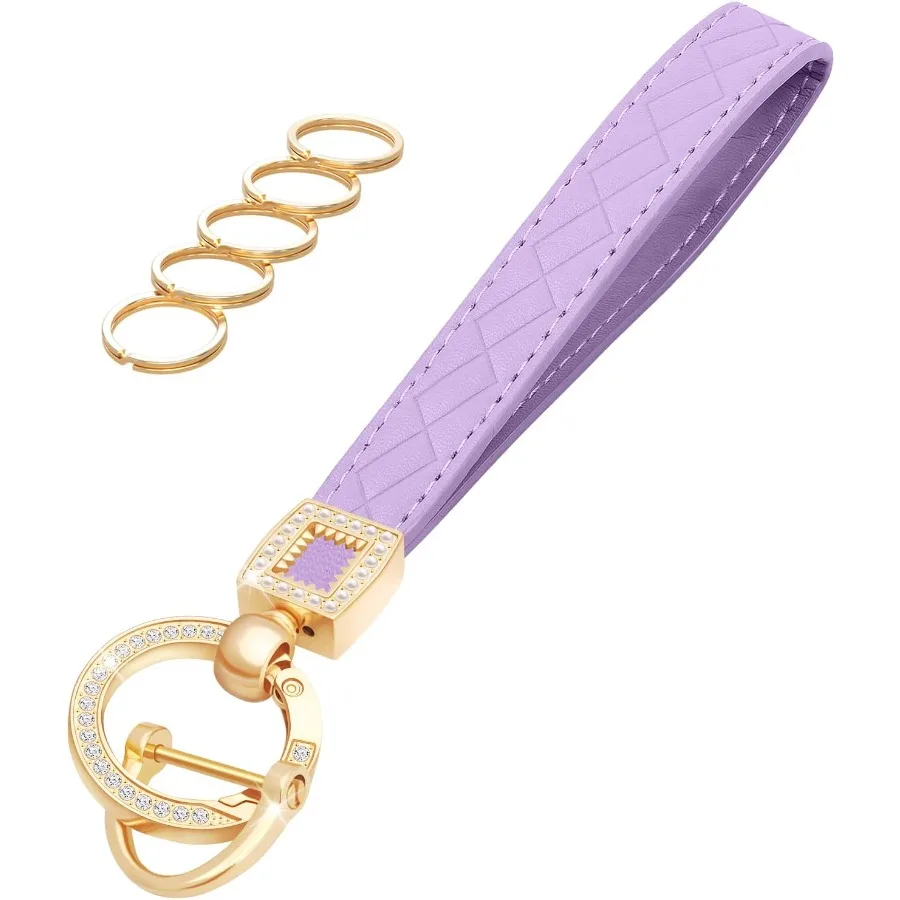 

Кожаный браслет из микрофибры, брелок на запястье, автомобильный брелок с 5-мя брелоками для ключей и кольцом против потери D