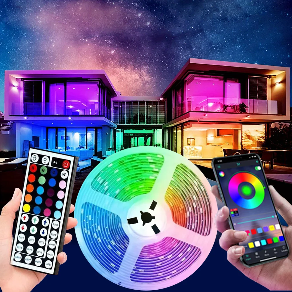 

1PC 5050RGB light strip, 44 keys remote control and mobile APP control, more colorful, suitable for bedroom, living room, etc.