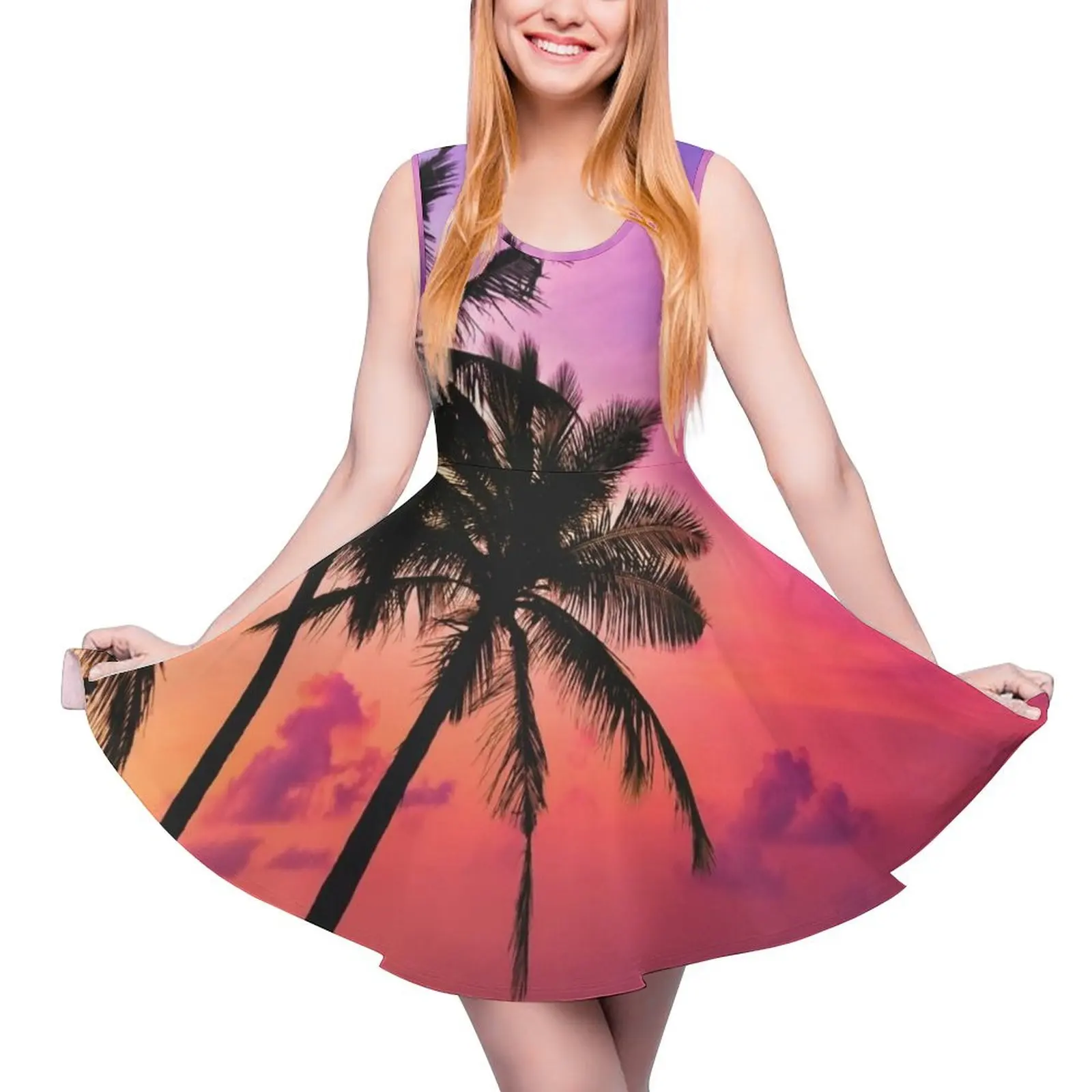 

Sunset and Palms Trees Sleeveless Dress long dress women summer dresses for special events