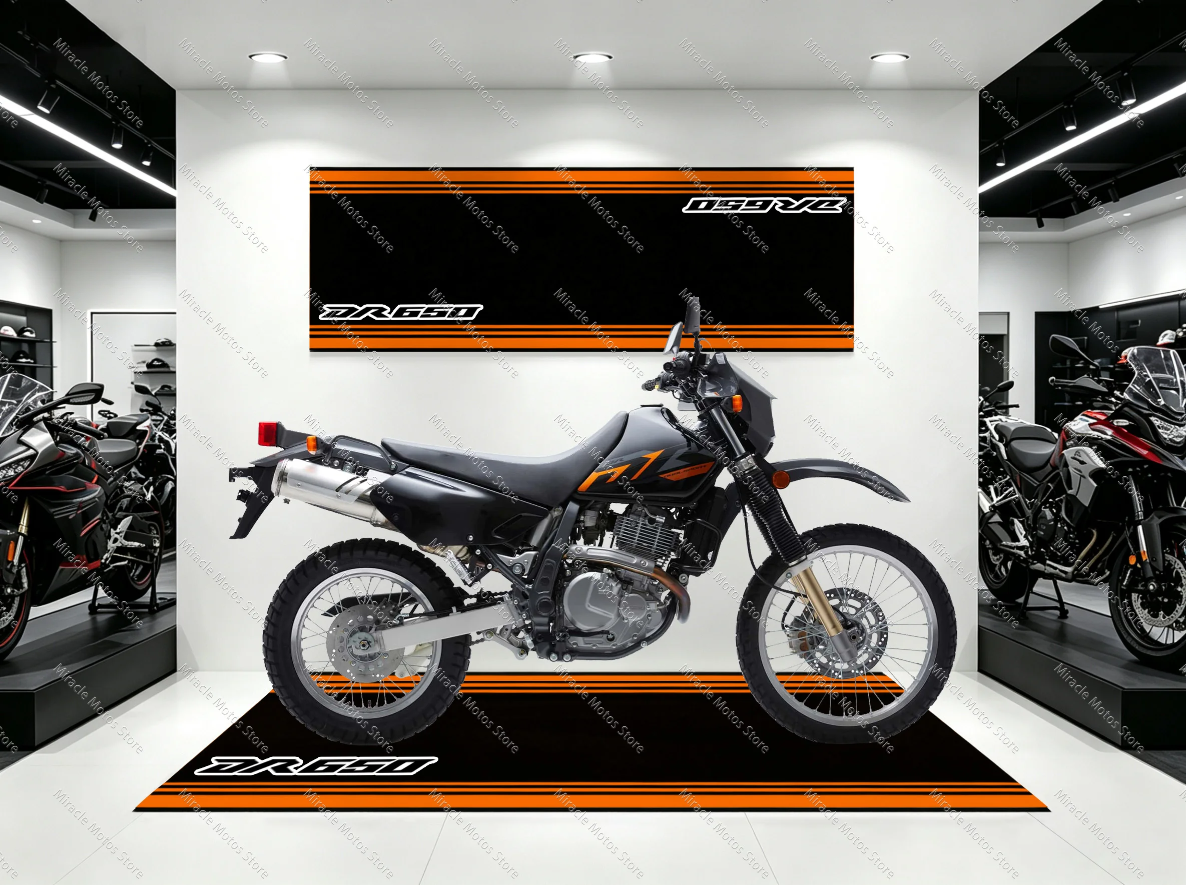Non slip parking mat for DR650 DR650 S DR650SE off road motorcycles; enduro/motocross garage display carpet