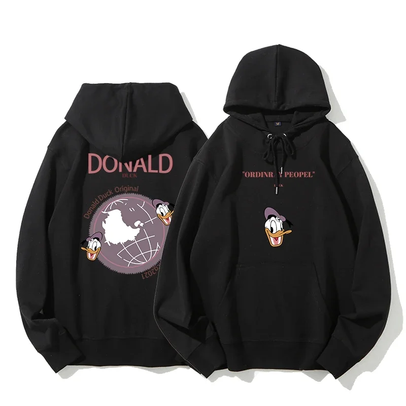 Kaczor Donald sweter damski Disney wspólne zimowe ubrania Disney luźne różowe bluza z kapturem Anime bluza z kapturem Streetwear kobiet