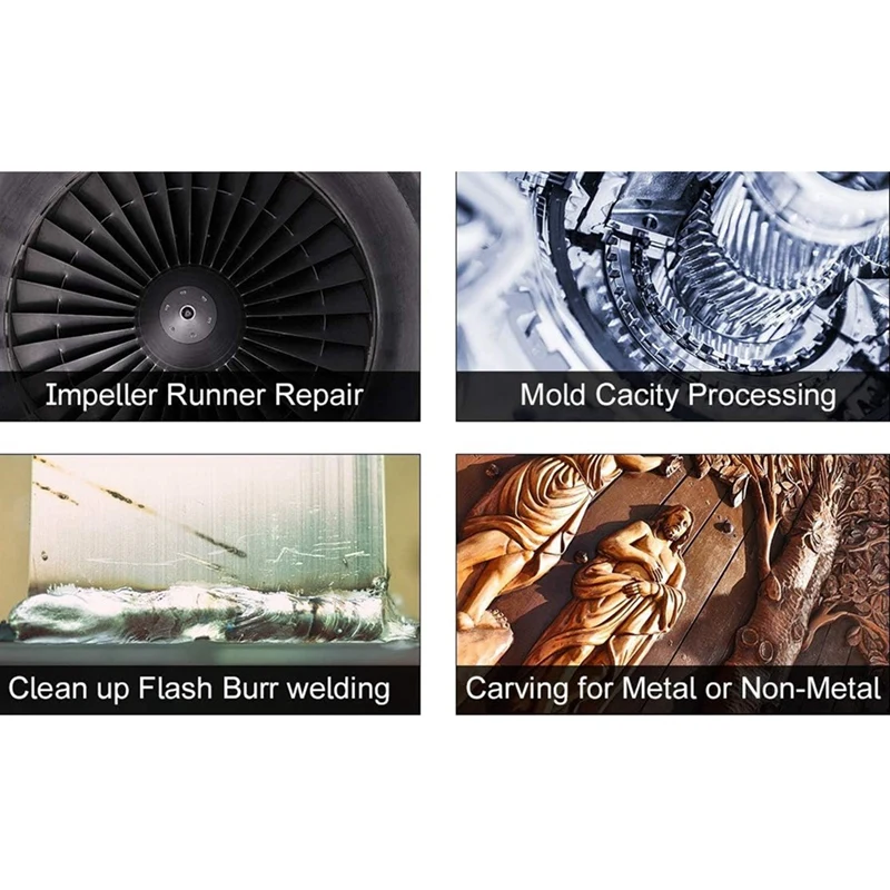 5Pcs Hexagonal Handle Electric Grinding Head Titanium Plated Hardware Tool Set Silver