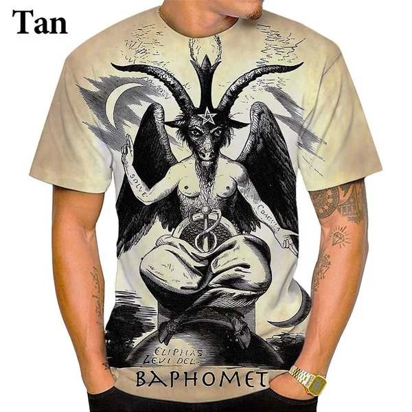 2024 Summer Men\'s Fashion Cool T-shirts Satan 3D T Shirt Hip Hop Street Short Sleeve Men\'s Tops