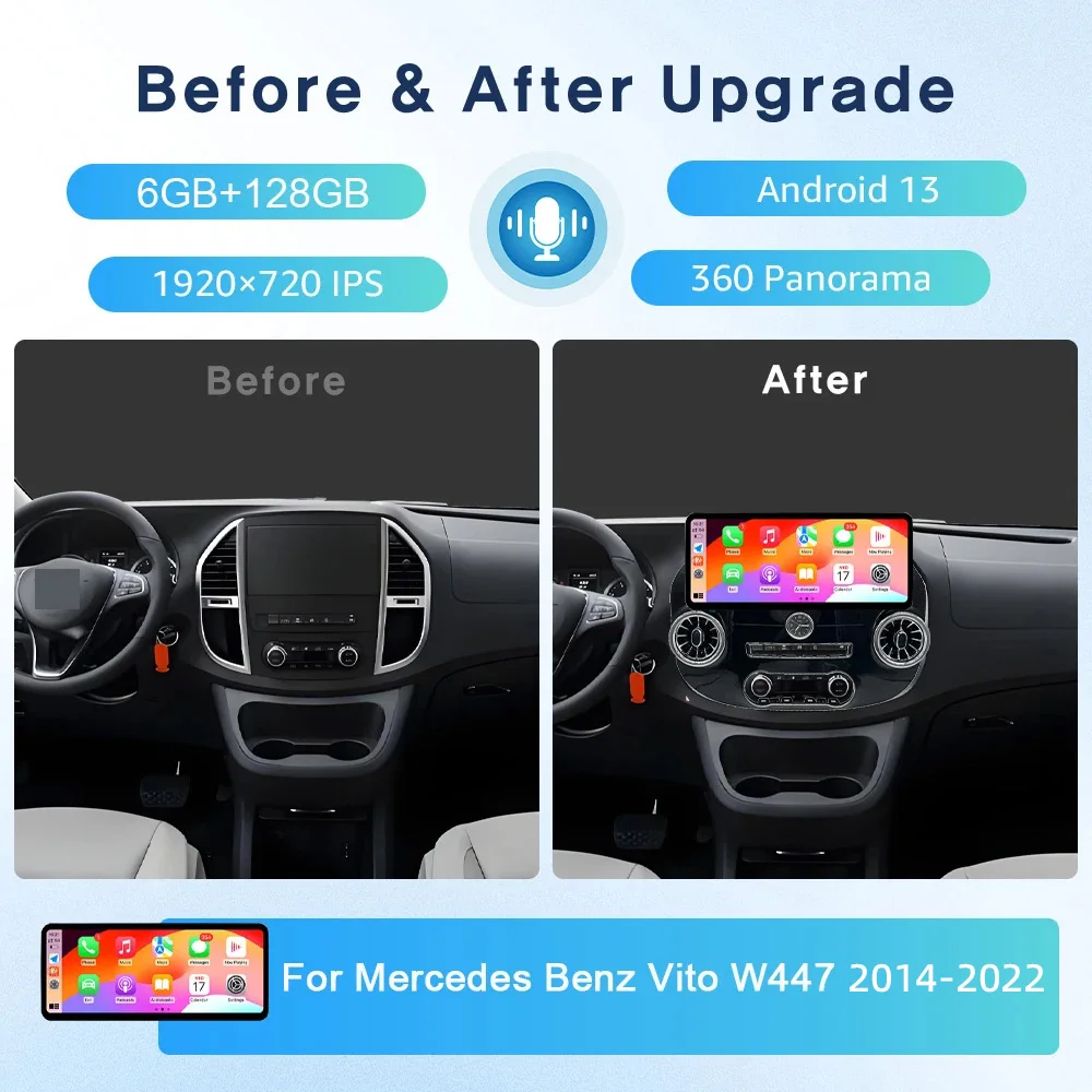 12.3/13.3 Inch Android 16 For Mercedes Vito W447 2014-2022 Original UI style Car Radio Multi Video Player Carplay Mirror Link