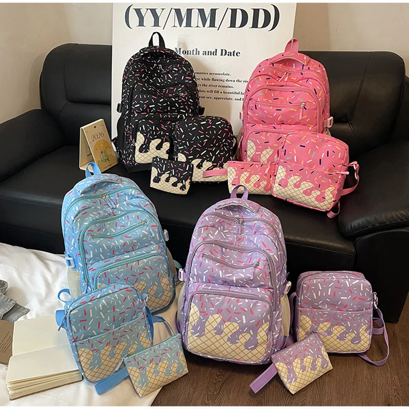 Schülerrucksack, Ice Cream Korean Teenage Girls Sweet Cute Schultasche, leichte, geräumige College-Tasche, Tagesrucksack mit großem Fassungsvermögen – Detail 22