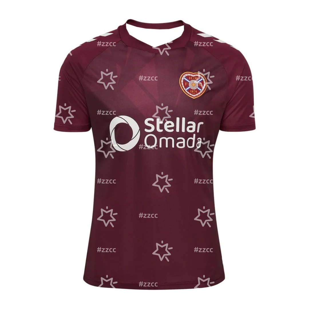 

25-26 Hearts FC Home football jersey Training set Summer Sports Dry Quickly Men's T-Shirt Children's Clothing Tee Y2k Woman ﻿