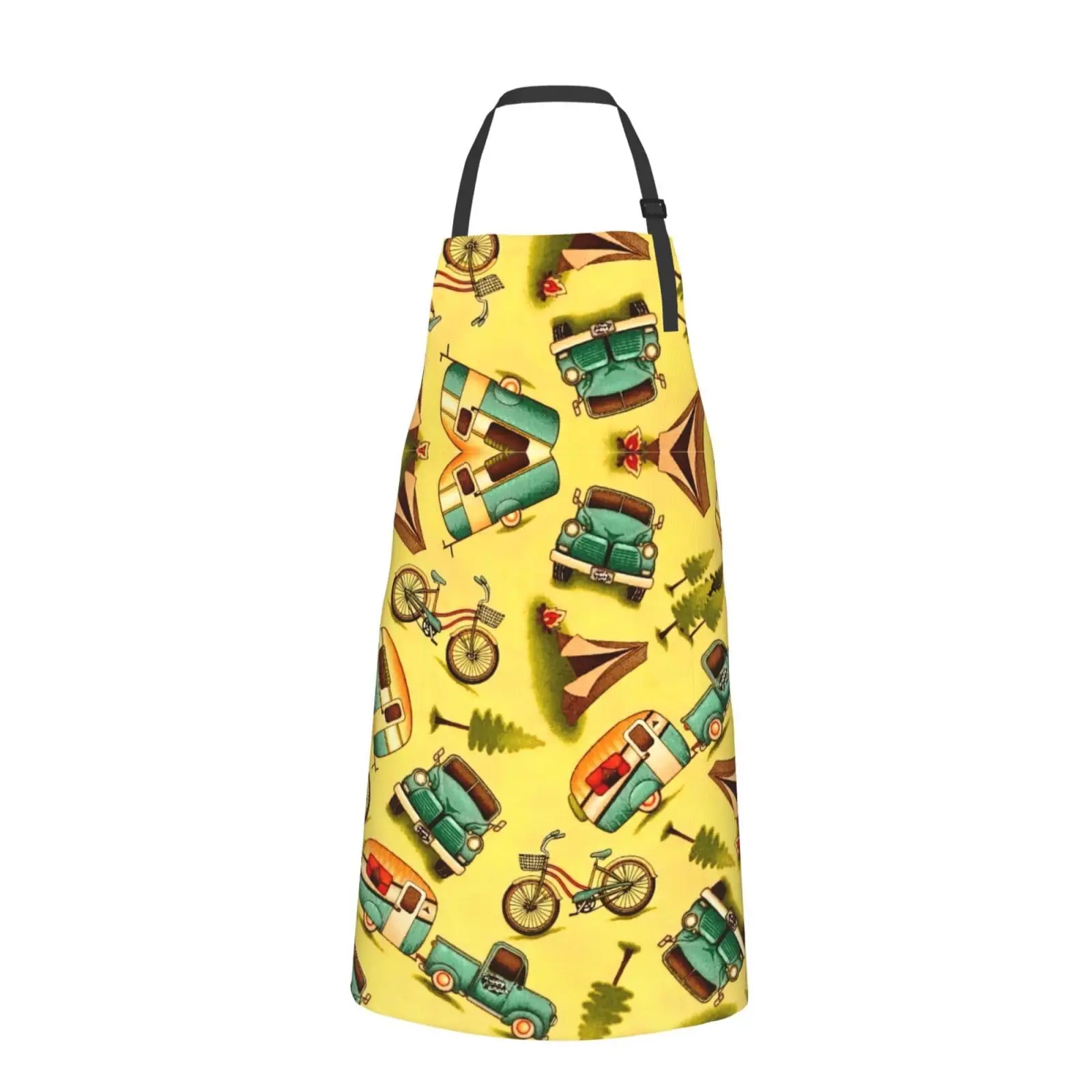 Car And Bicycle Print Waterproof Apron With Pockets,Cooking Aprons Baking Bbq,Artist Aprons For Men Women Adults Unisex Chef