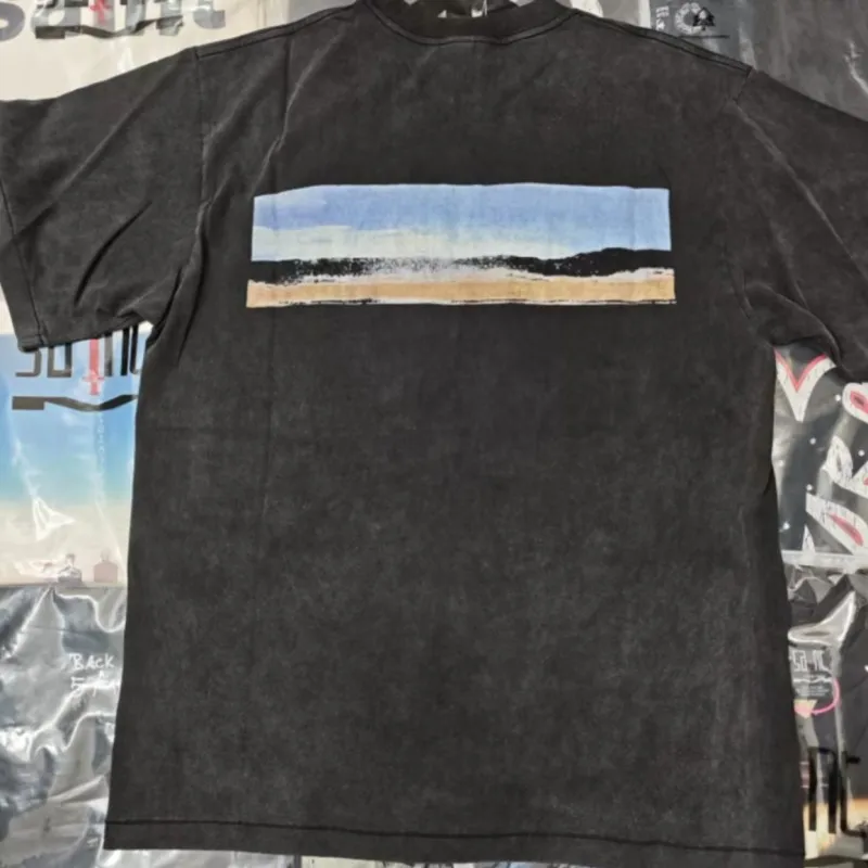Sky Vintage Washed Worn Short Sleeves Summer Men Women SAINT Tshirts Cotton Cross Jesus Round Neck Tops Hiphop Streetwear