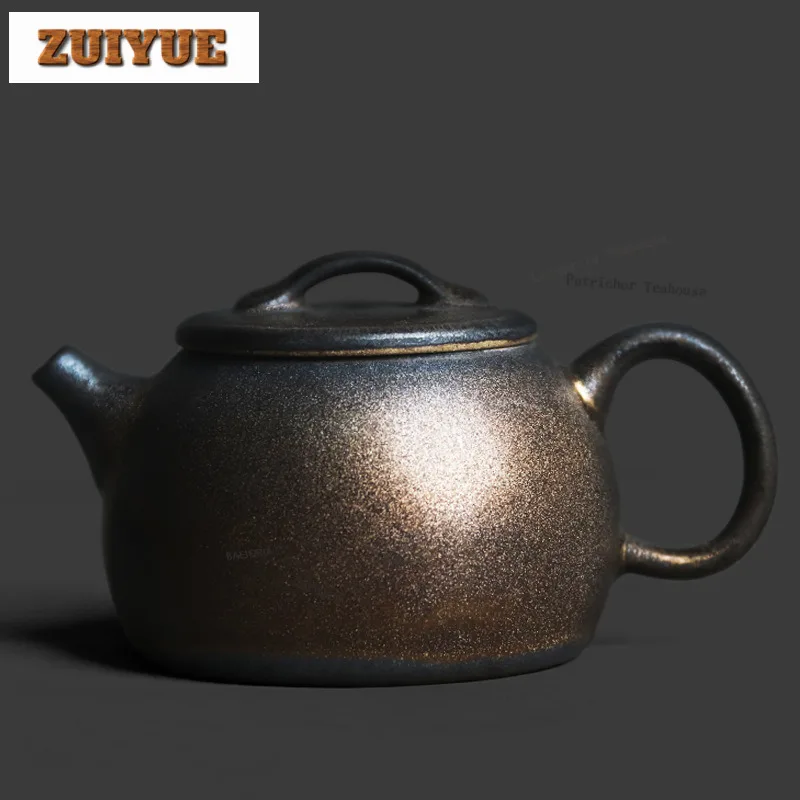 

Чайник из грубой керамики 200 мл, ручной работы, с эффектом фамбе, широким горлышком, с фильтром для заваривания чая, коллекция для кафе