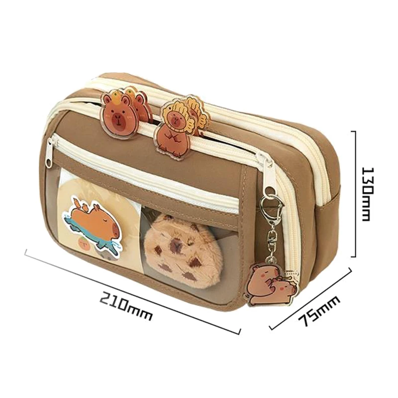 New Capibala Pencil Bag Stationery Bag Cute Fabric Pencil Case Kawaii Dirty-resistant Large-capacity High-looking Pencil Case