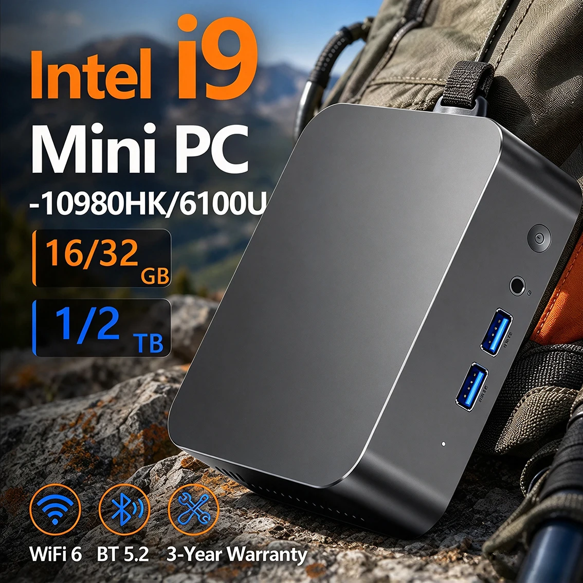 미니 PC, 윈도우 11, 인텔 코어 i9-10980HK 또는 i3-6100U, 16GB 또는 32GB RAM, 1TB 또는 2TB SSD, Wi-Fi 6, 블루투스 5.2, 4K HD, 게이밍, 사무용, 학습용 PC
