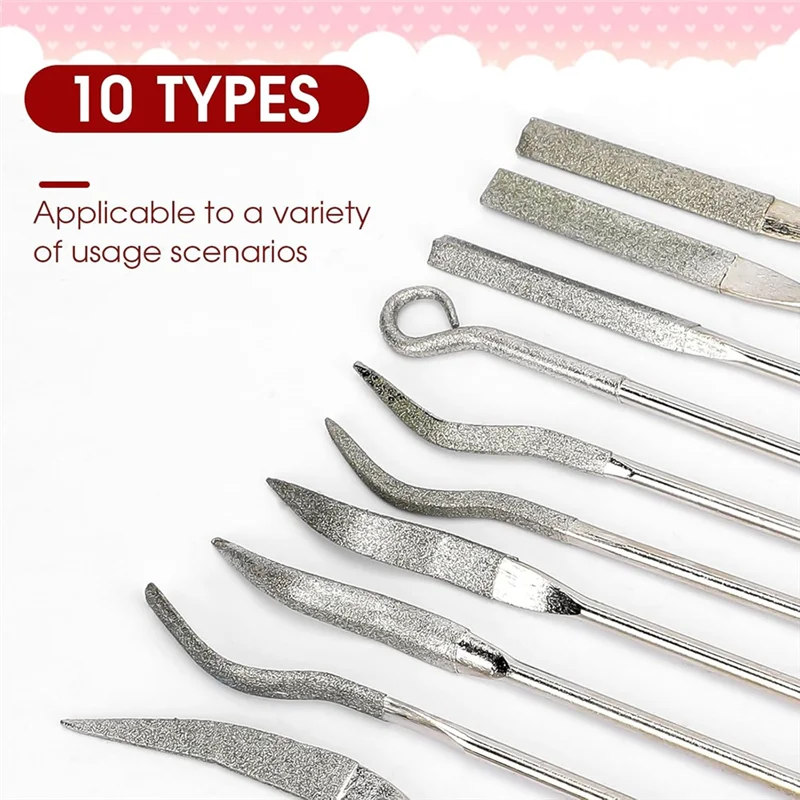 BAAG-10 Pz Mini Set di lime ad ago diamantate Set di lime diamantate assortite da 5,5 pollici Strumenti per intaglio del legno per affilare gioielli