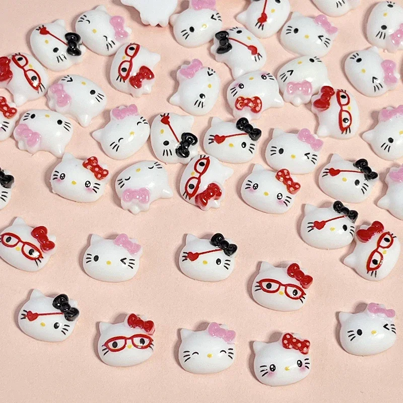 New Anime Hello Kitty Kawaii Three-dimensional Bow Doll Nails Accessories Toys Cartoon Cute Sanrio Nail Art Patch Decor Gifts