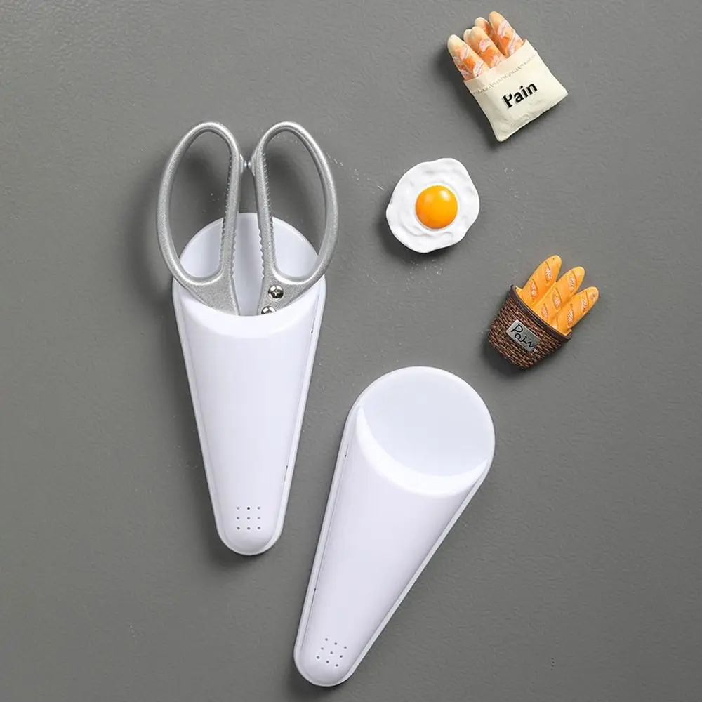 2Pcs Plastic Magnetic Scissors Storage Rack White Portable Scissors Protective Case Simple Scissors Holder Restaurant