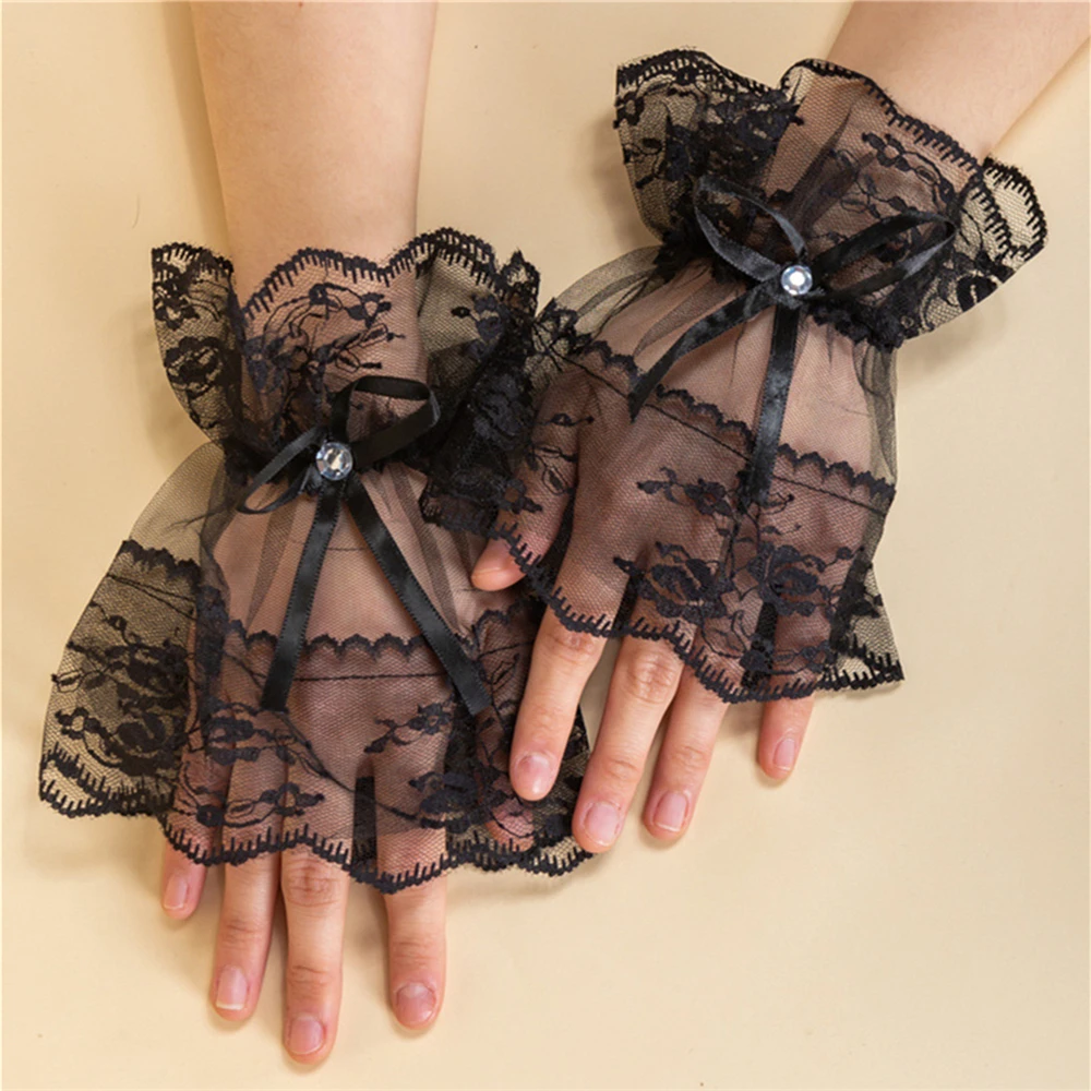 

Парные дышащие короткие сетчатые перчатки без пальцев для женщин, тонкие, для свадебного платья, кружевные рукава-перчатки