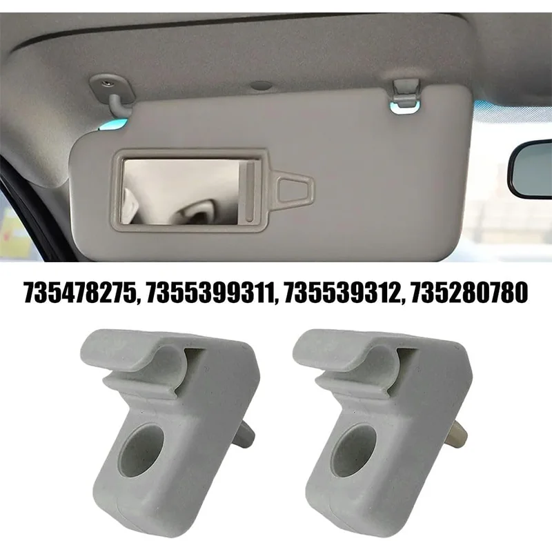 2Pcs Sun Visor Clip Replacement For Fiat Grande Punto 735478275 7355399311 735539312 735280780 ABS Material Car Sun Visor Mount