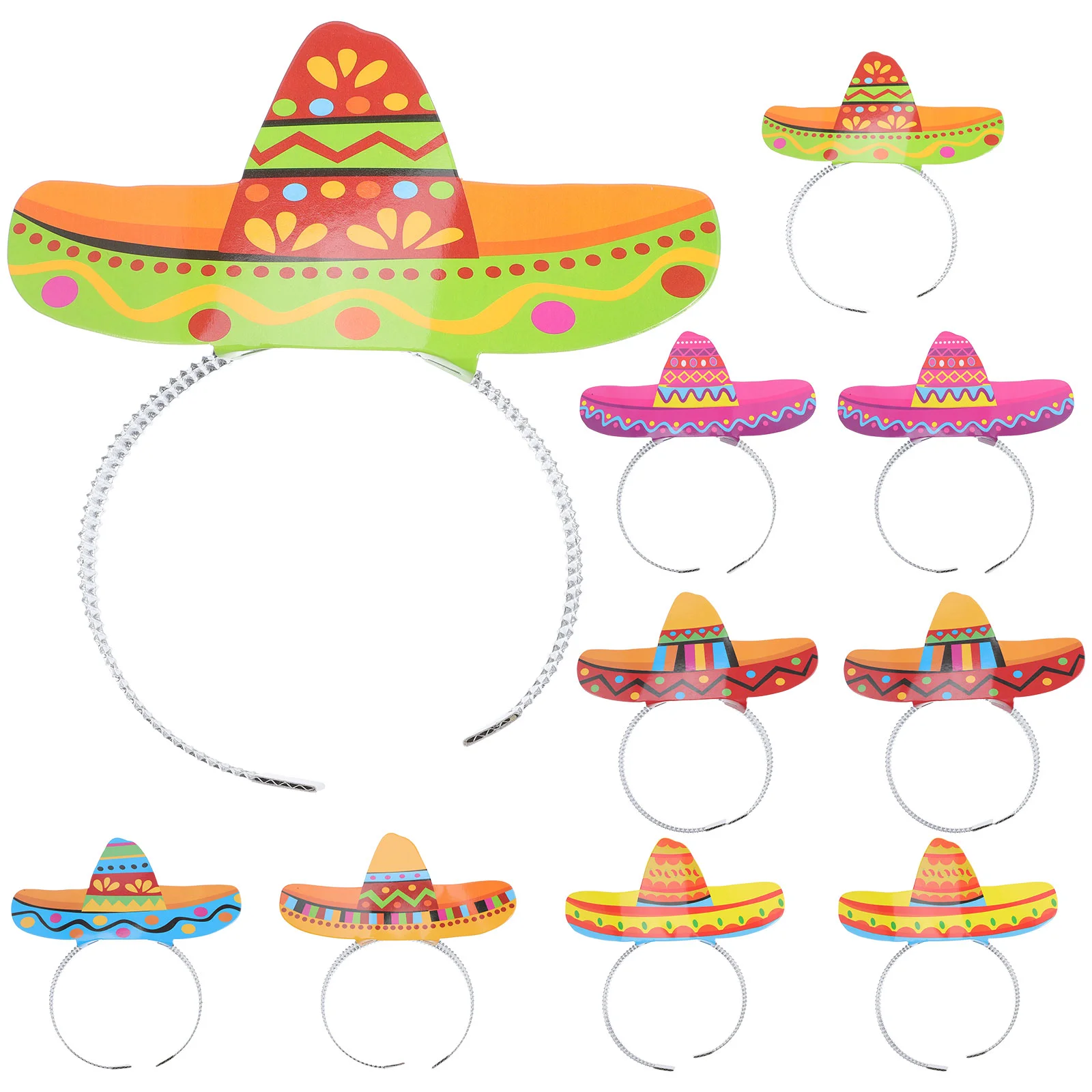 

12 Pcs Mexican Headband Hat Headbands Wide Brim Party Hats Cinco Mayo Fiesta Paper Wide-brimmed