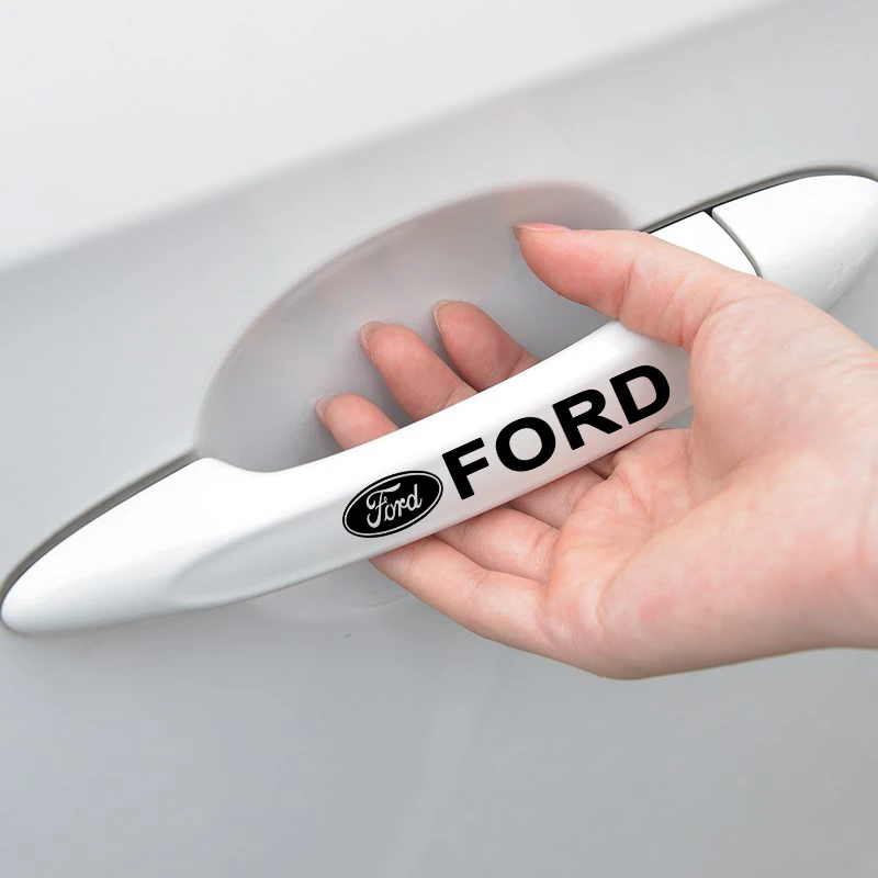 4Pcs Car Door Handle Stickers Tire Rear View Mirror Decals For Ford Ranger Focus Kuga Mustang S-MAX Transit Mondeo Fusion