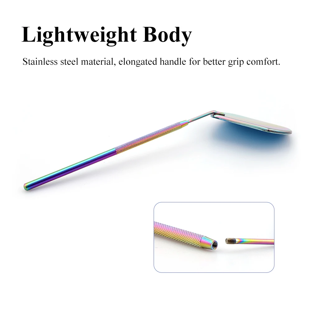 Lashtalk Colorful Stainless Steel Checking Mirror Eyelash Extension Professional Makeup Tool Dental Mirrors Mouth Fake Lashes