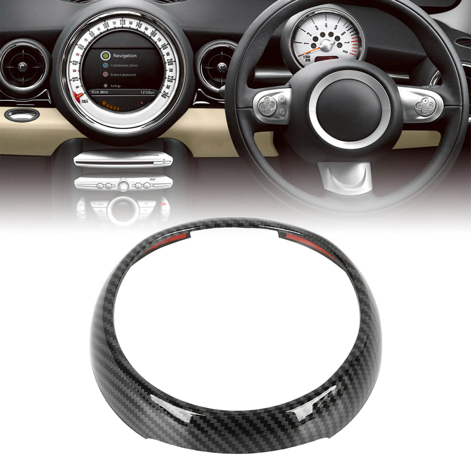 

Carbon Fibre Look Car Dashboard Cover Edge Trim Decoration Ring Fit For Mini Cooper R54 2007-2013 R56 Clubman R55 2006-2013