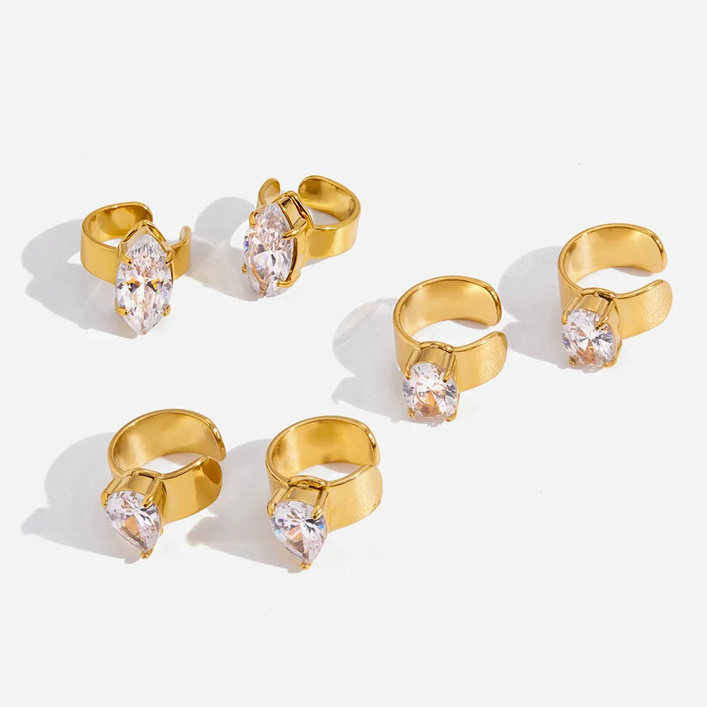 

Delicate Cubic Zirconia Earrings For Women 18K Gold Plated Stainless Steel Clip Earrings Simple Fashion Jewelry Gift