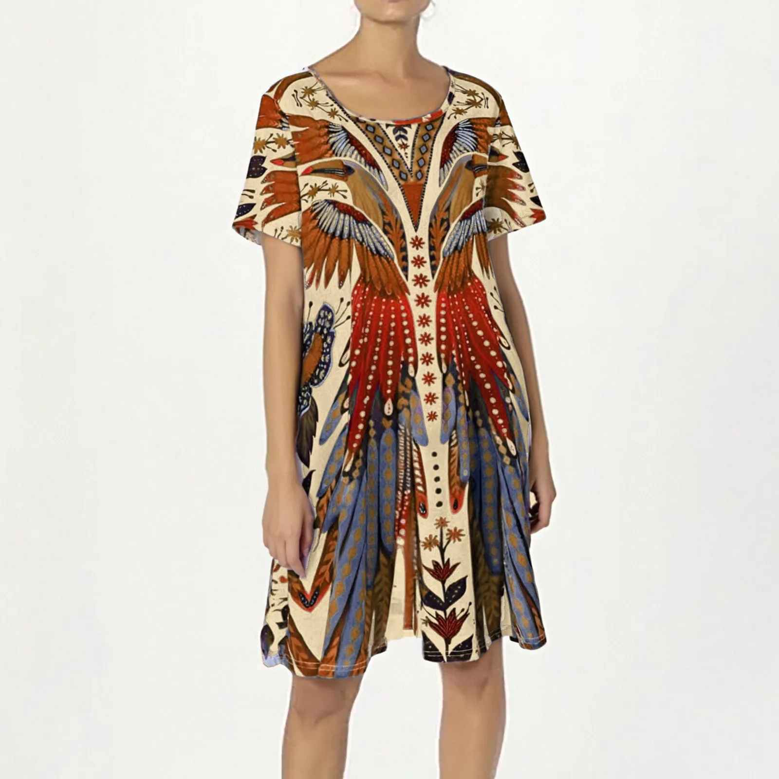 Faux Butterfly Pattern Dress Maxi Dresses For Women Boho Summer Dresses 2025  Birthday Dresses Short-Sleeved Dress Vestidos Midi