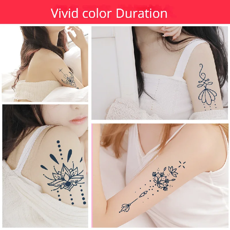 Gardenia Blue Show Juice Herbal Tattoo Sticker Semi Permanent 7-15 Day Plant Tattoo Temporary Tattoos Sticker Size:115x160mm