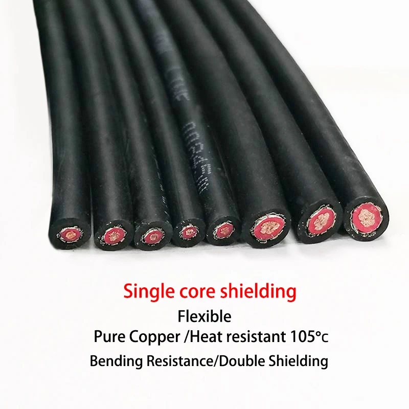 Single Core Shielded Cable 20/18/17/15/13/11/9/7/5AWG 0.5mm2/0.75mm2-16mm2 Heat Resistant 105℃ Oil Resistant,Flexible，CNC Cable