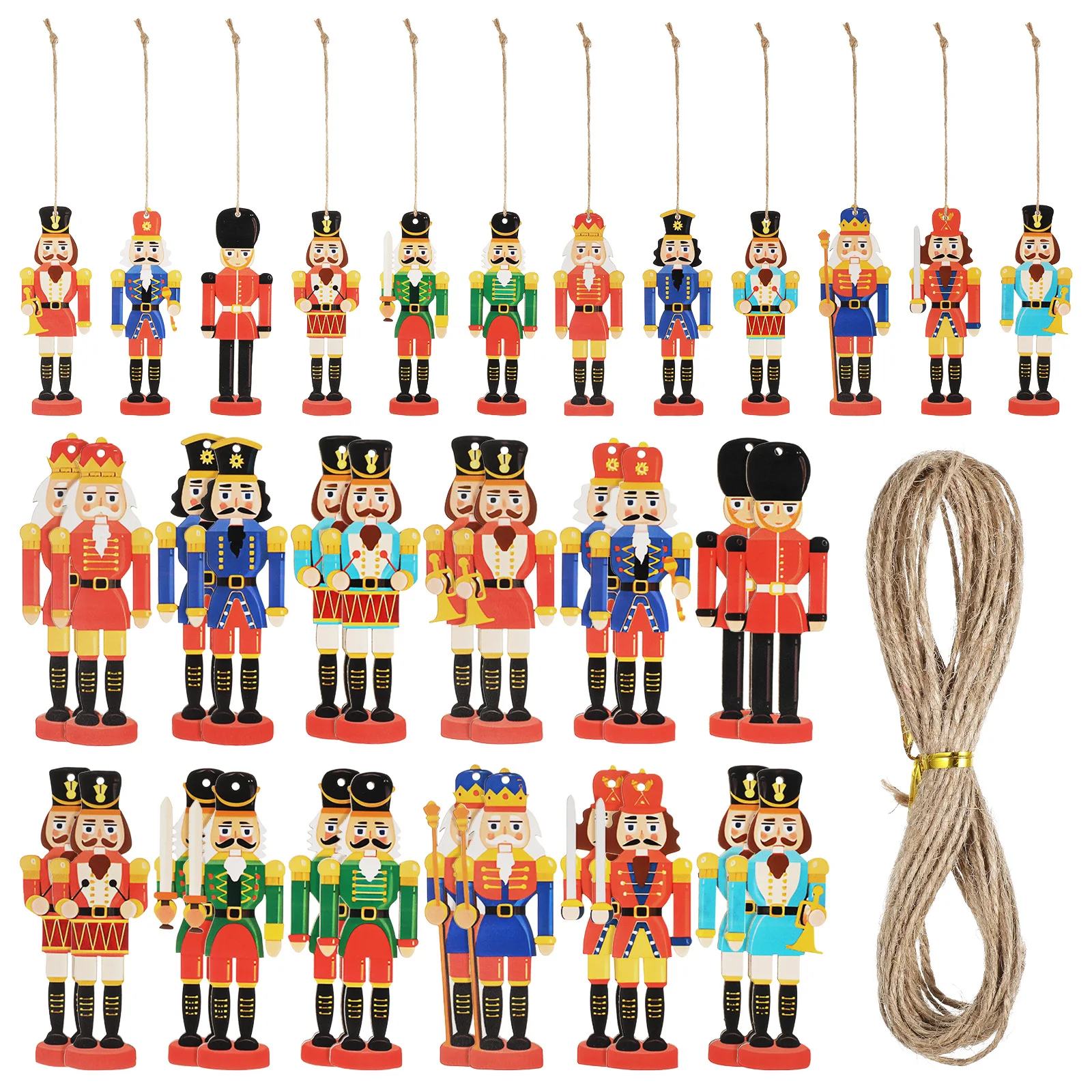 

36Pcs Christmas Nutcracker Ornaments Wood Soldier Figures Festive Hanging Decorations Christmas Nutcracker Ornaments