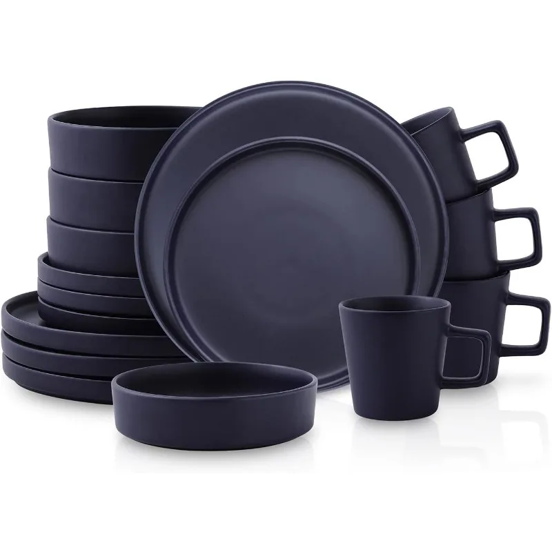 Coupe Dinnerware Set, Service For 4, Black Matte