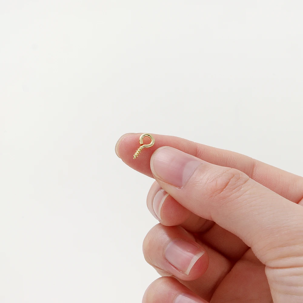 50Pcs 14K/18K Gold Color Plated Brass Mini Eye Pins Eyepins Hooks Eyelets Screw for DIY Jewelry Making Supplies