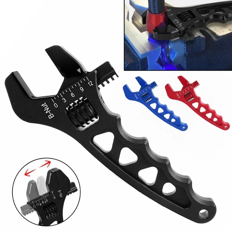 B-Nut Wrench Line Tool for 3-12 Size Fittings, Aluminum Jaw Thumbwheel Hand Tool for Brake Tube and Hose Fitting Service 24BD