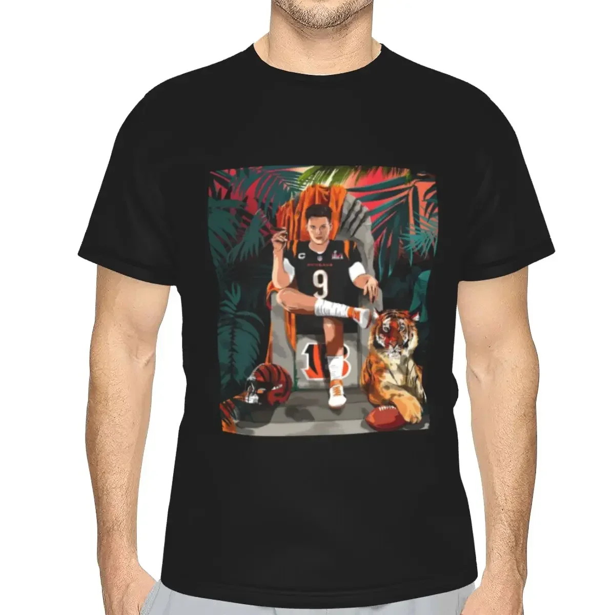 polyester Joe Burrow Bengals 1 T-Shirt Men's Funny T Shirt Men O-Neck Summer Shirts Tops